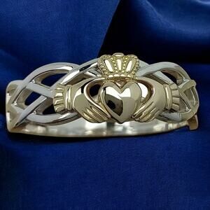 Dual Tone Celtic Claddagh Ring Gold Crown Heart Irish Wedding Band Size 6.5 New